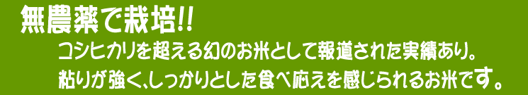 北海道産のお米です。
粘りがとても強く、もちもちとした食感です。