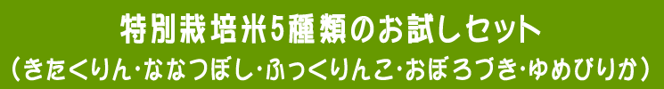 特別栽培米(きたくりん・ななつぼし・ふっくりんこ・おぼろづき・ゆめぴりか)の5種類お試しセット